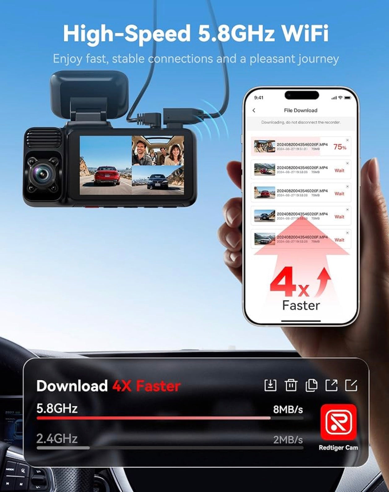 F17 REDTIGER 4K DASHCAM - 3 Channel + 64GB SD Card