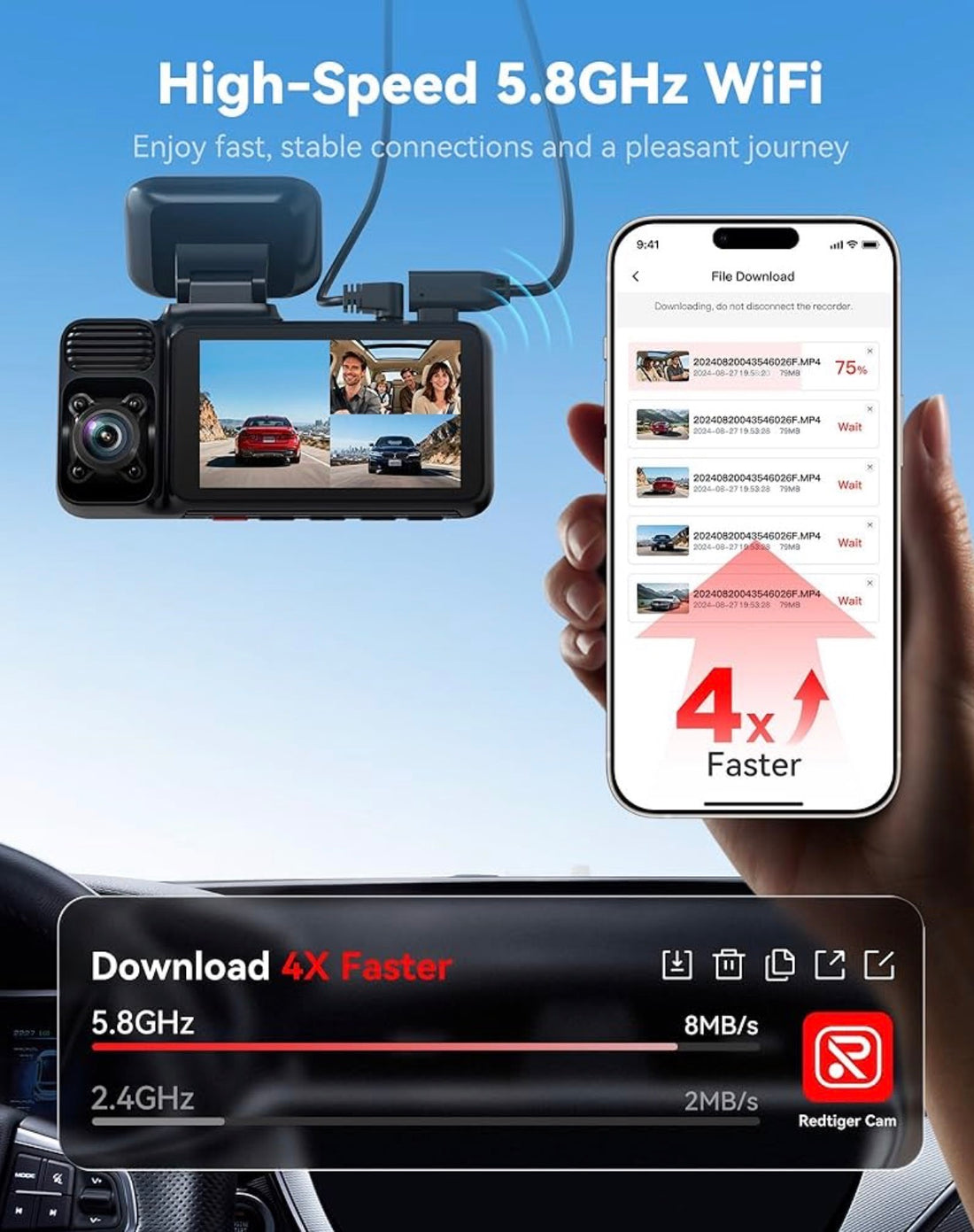 F17 REDTIGER 4K DASHCAM - 3 Channel + 64GB SD Card